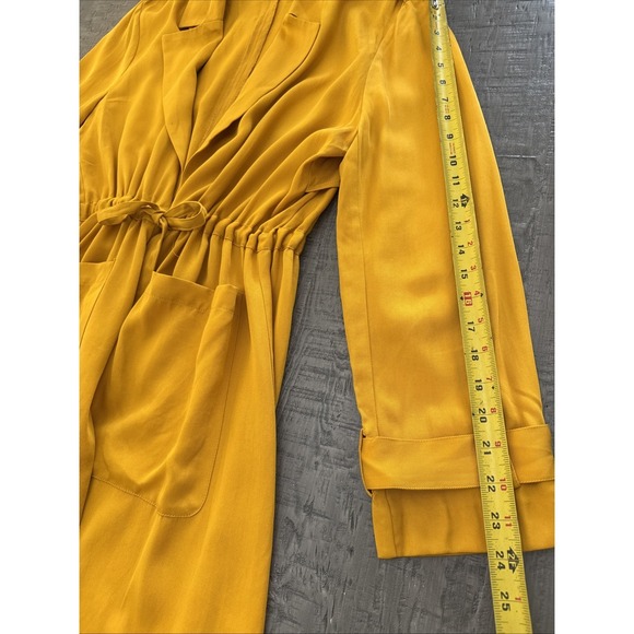 Gianni Bini Mustard Yellow Drawstring Waist Utility Trench Jacket Size Large - Picture 10 of 12